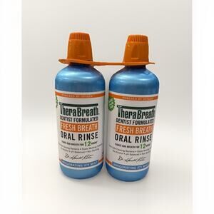 TheraBreath Fresh Breath Oral RInse 1L - Icy Mint - 2 bottles/Lot of 2 33.8oz